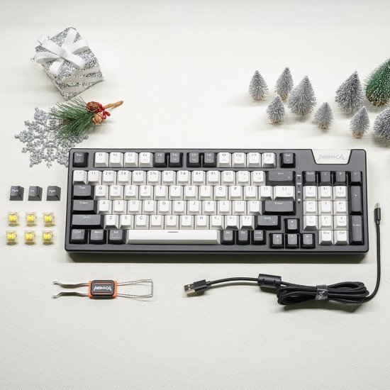 MONKA AE98 Tri-Mode Gasket Hotswappable RGB Mechanical Keyboard Black White