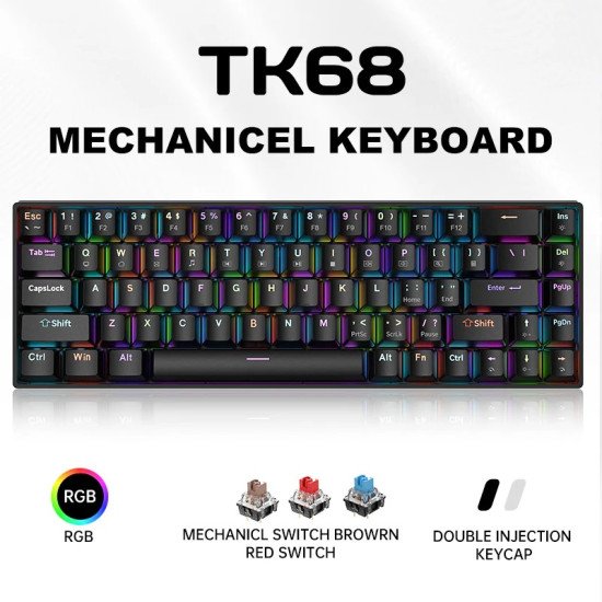 Zifriend T68 Hot-Swappable Mini RGB Mechanical Keyboard