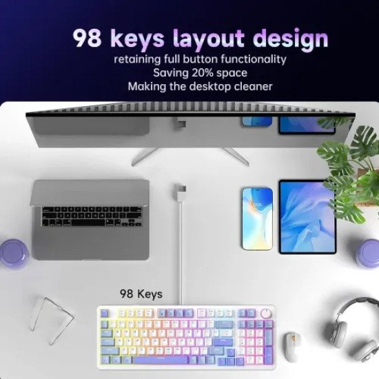 Zifriend AG98 Hot-Swappable Rainbow Backlit Mechanical Keyboard