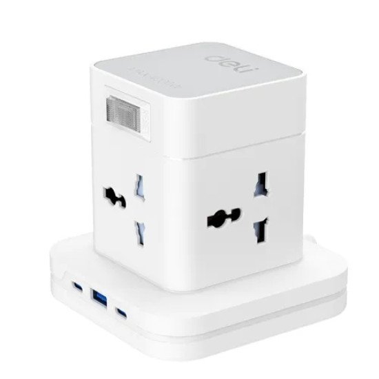 Deli ET762 4 Port 1.6 Meter Standing Power Strip